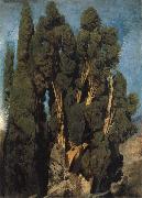 Oswald achenbach Cypresses in the Park at the Villa d-Este Spain oil painting artist